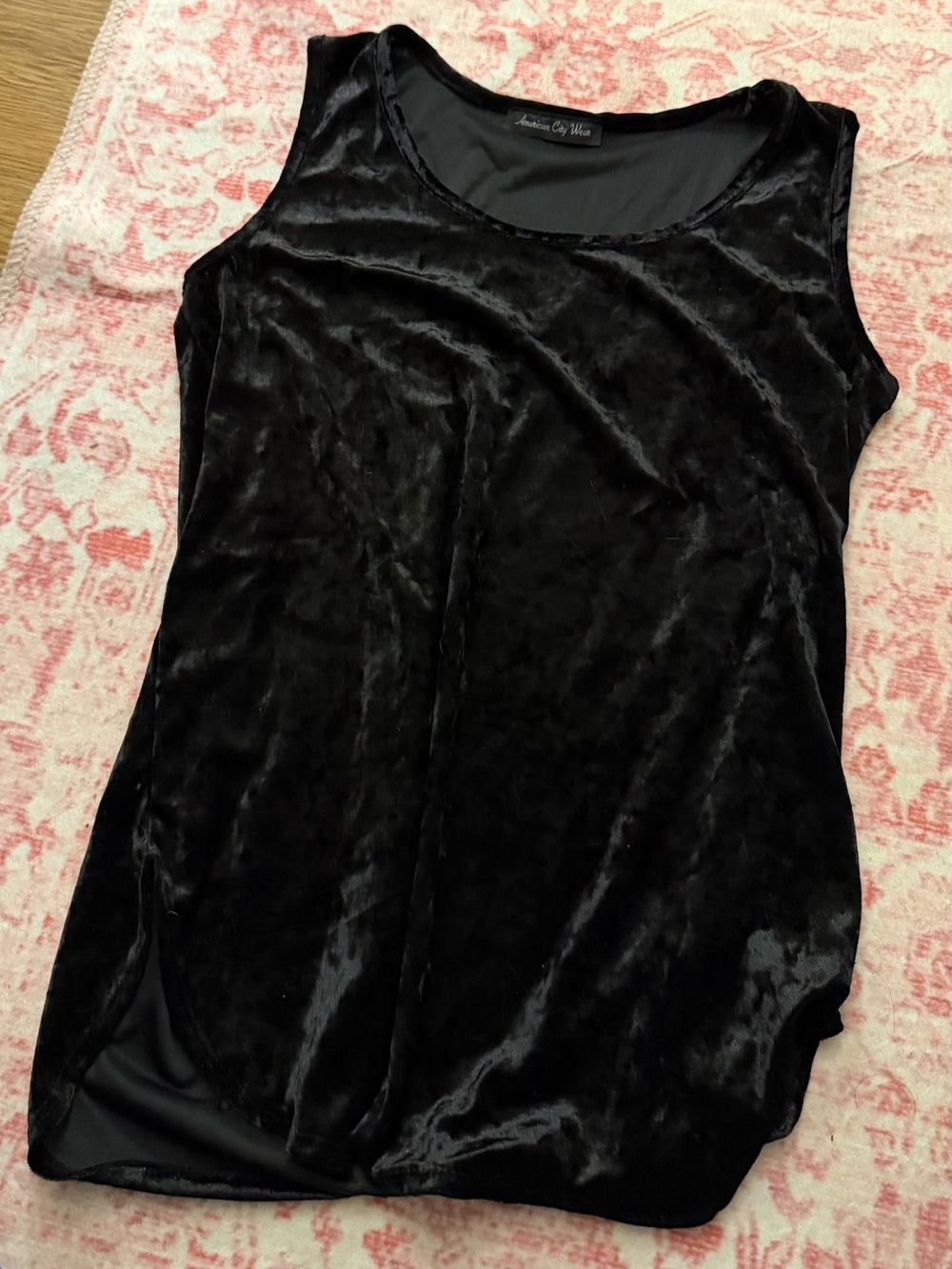 American City Wear Black Velvet Sleeveless Tank